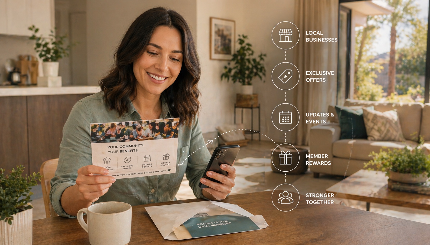 Direct mail introducing households to local discovery
