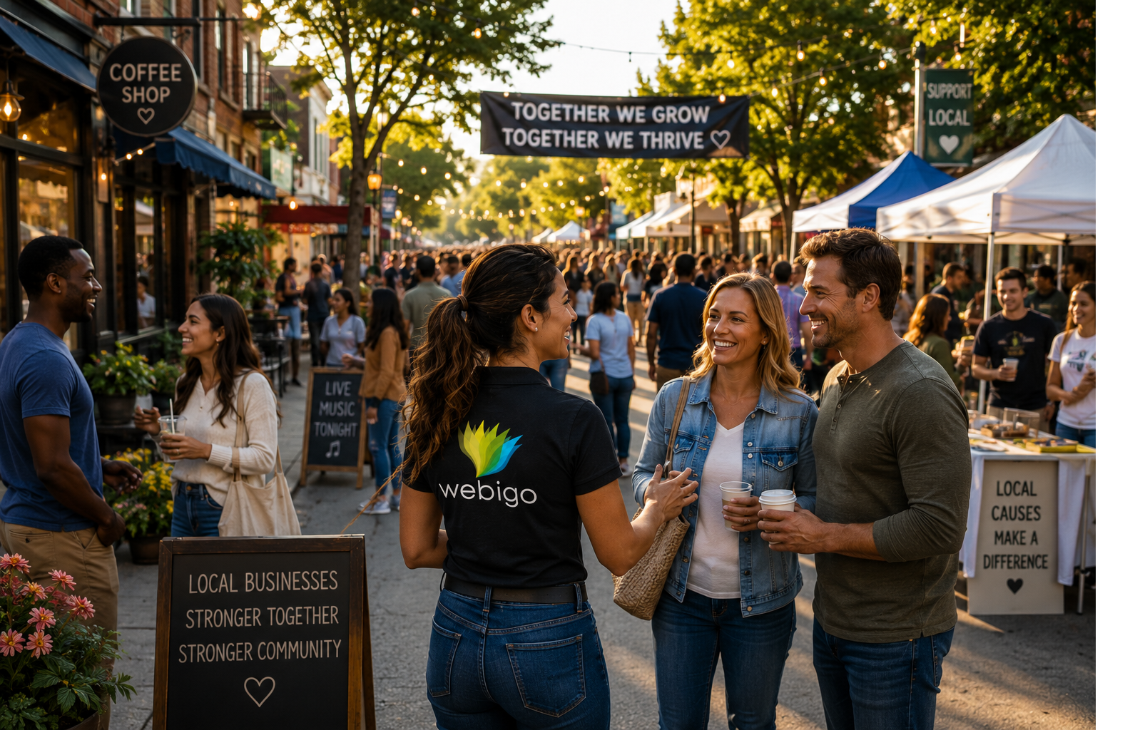 Connected community with businesses, events, customers, and local activity