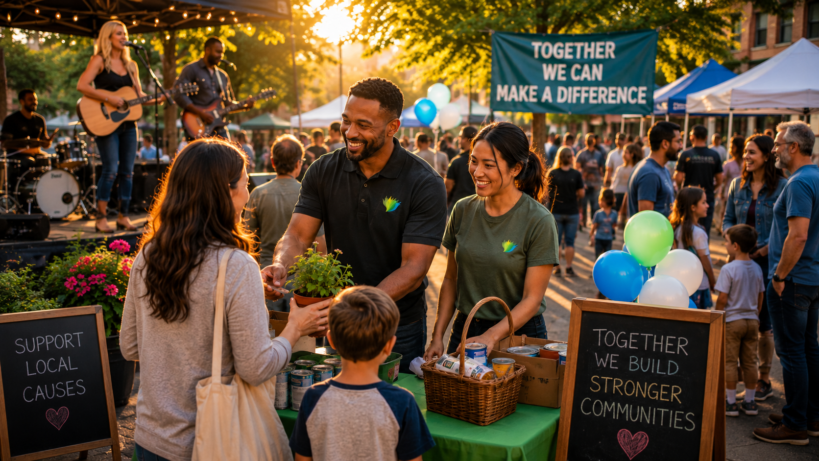 Local business participating in a community event and cause program