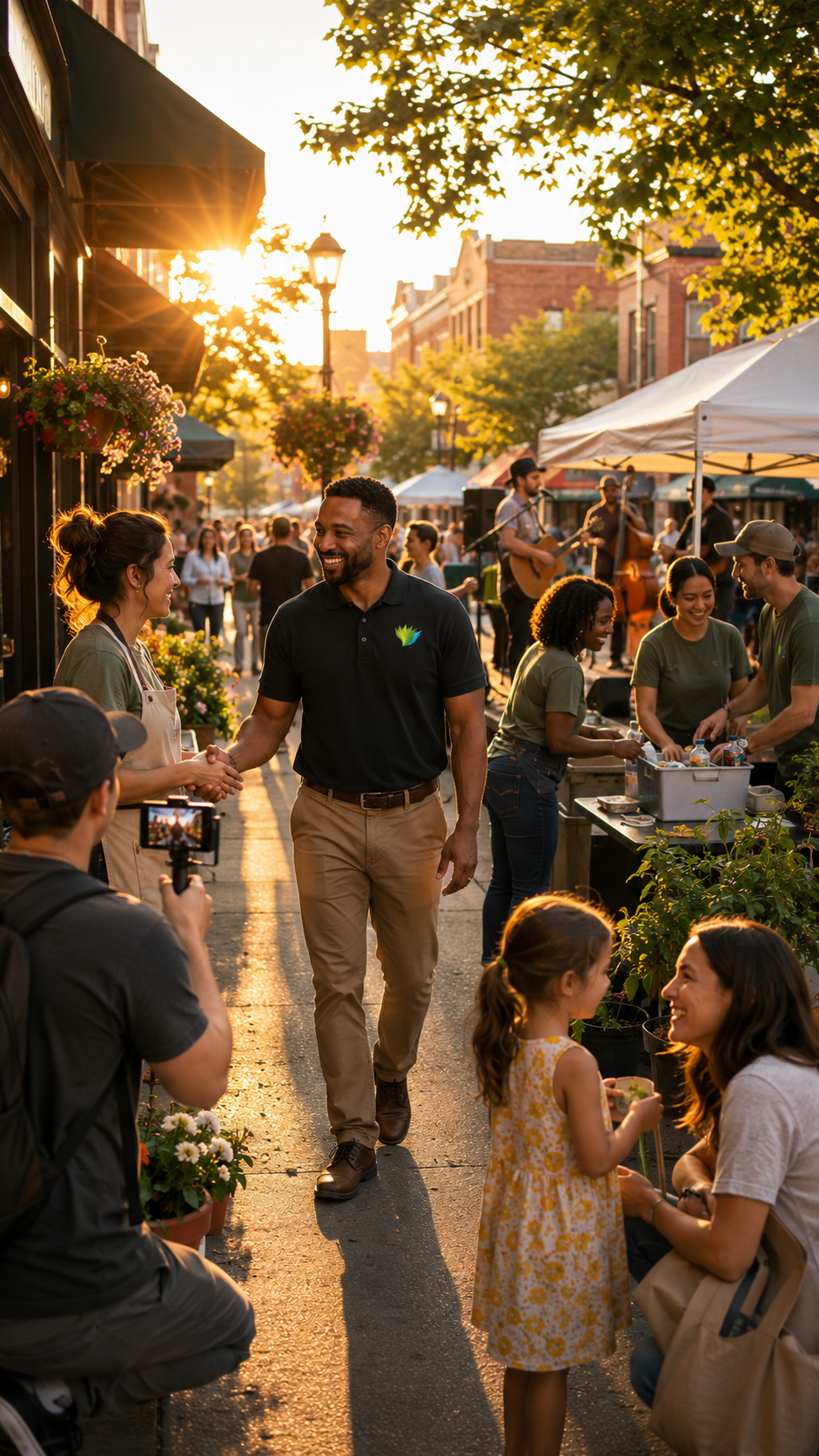 Local businesses, consumers, creators, and community coordinators participating together