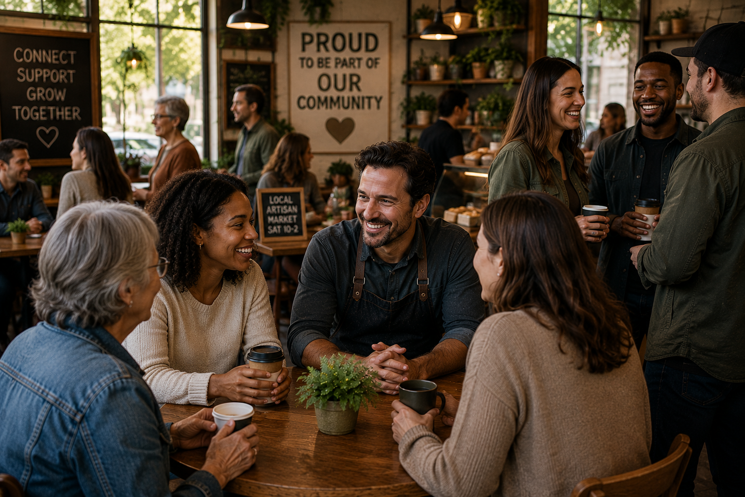 Customers connecting at a local community event